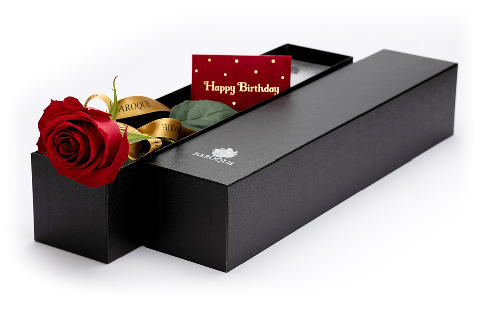 BAROQUE BOX Rose1（生花のバラ一輪入り）